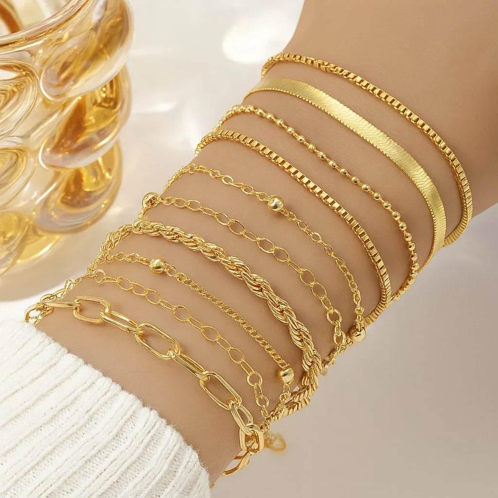 Linea Layers – 10-Piece Minimalist Bracelet Set - Jewellar