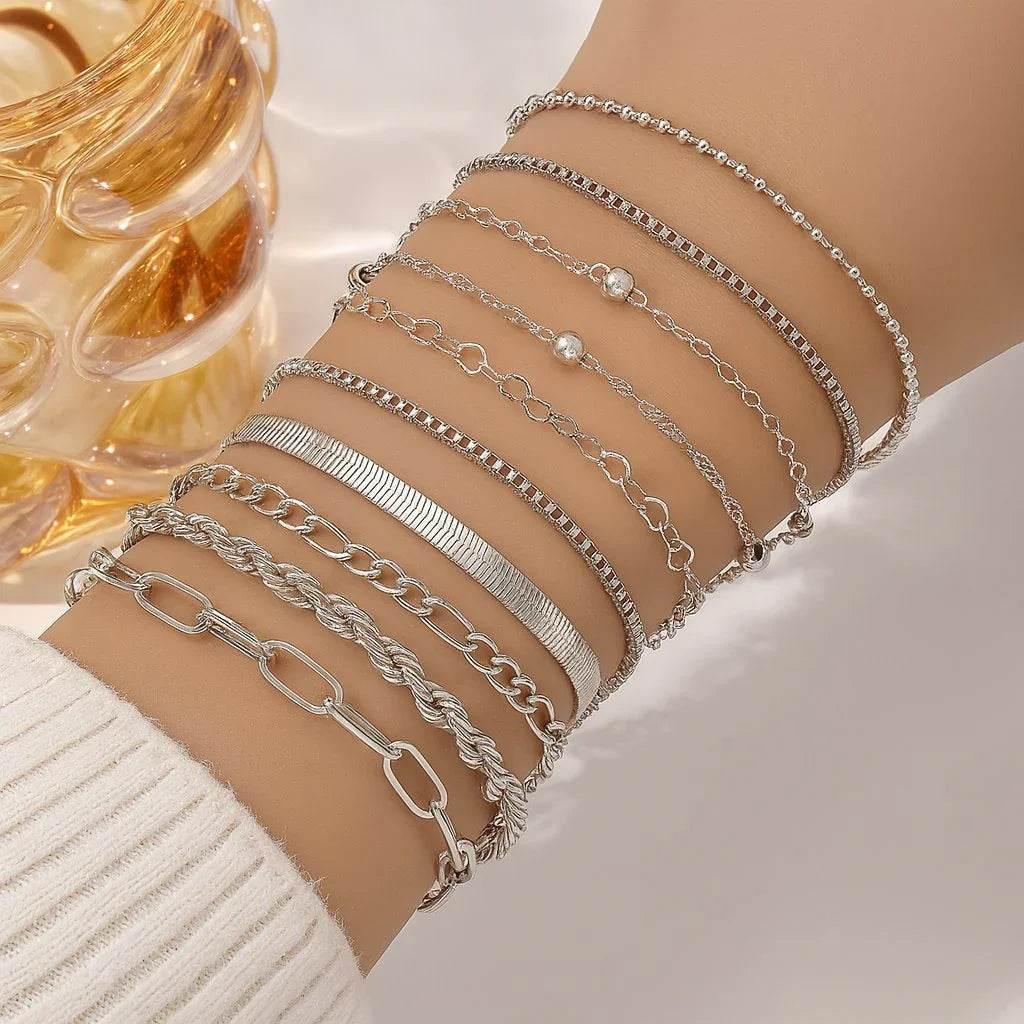 Linea Layers – 10-Piece Minimalist Bracelet Set - Jewellar