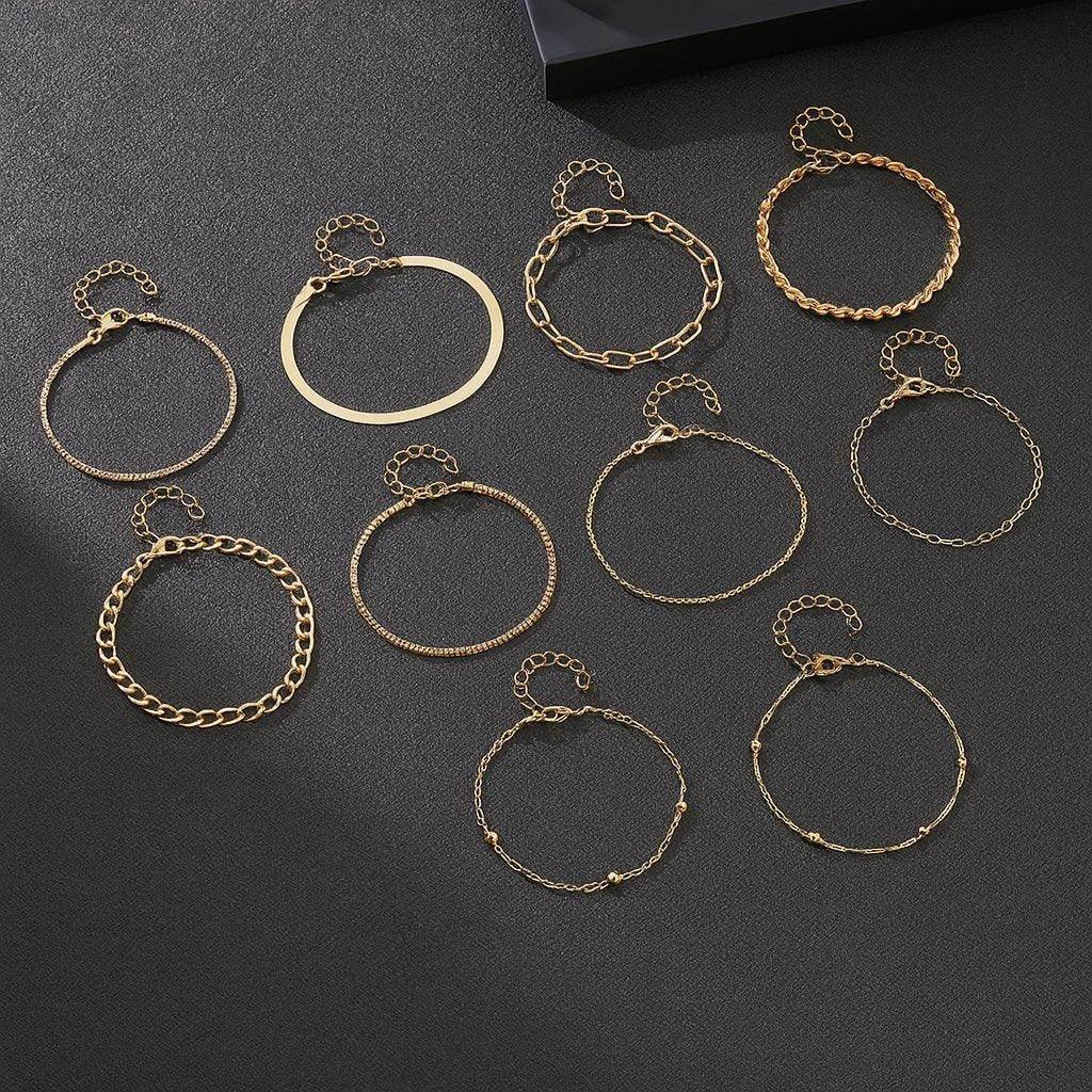 Linea Layers – 10-Piece Minimalist Bracelet Set - Jewellar