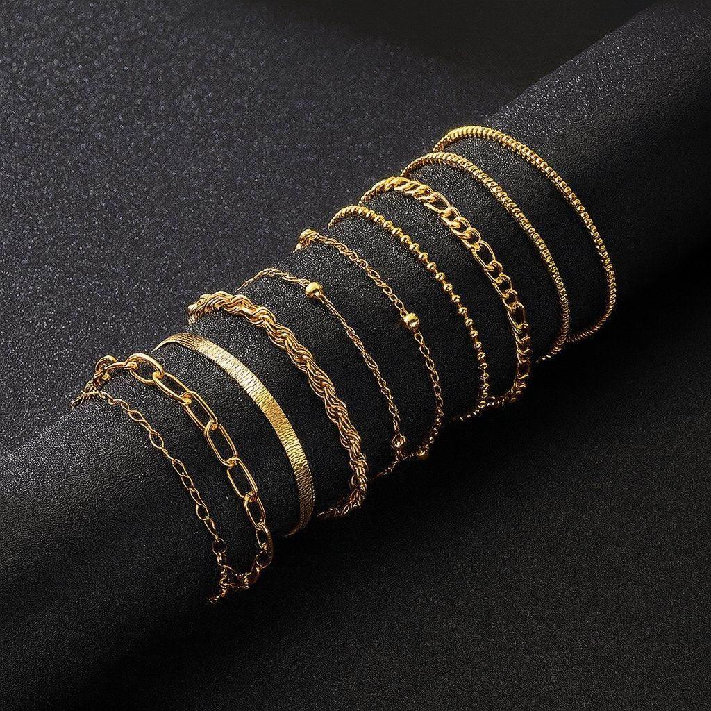 Linea Layers – 10-Piece Minimalist Bracelet Set - Jewellar