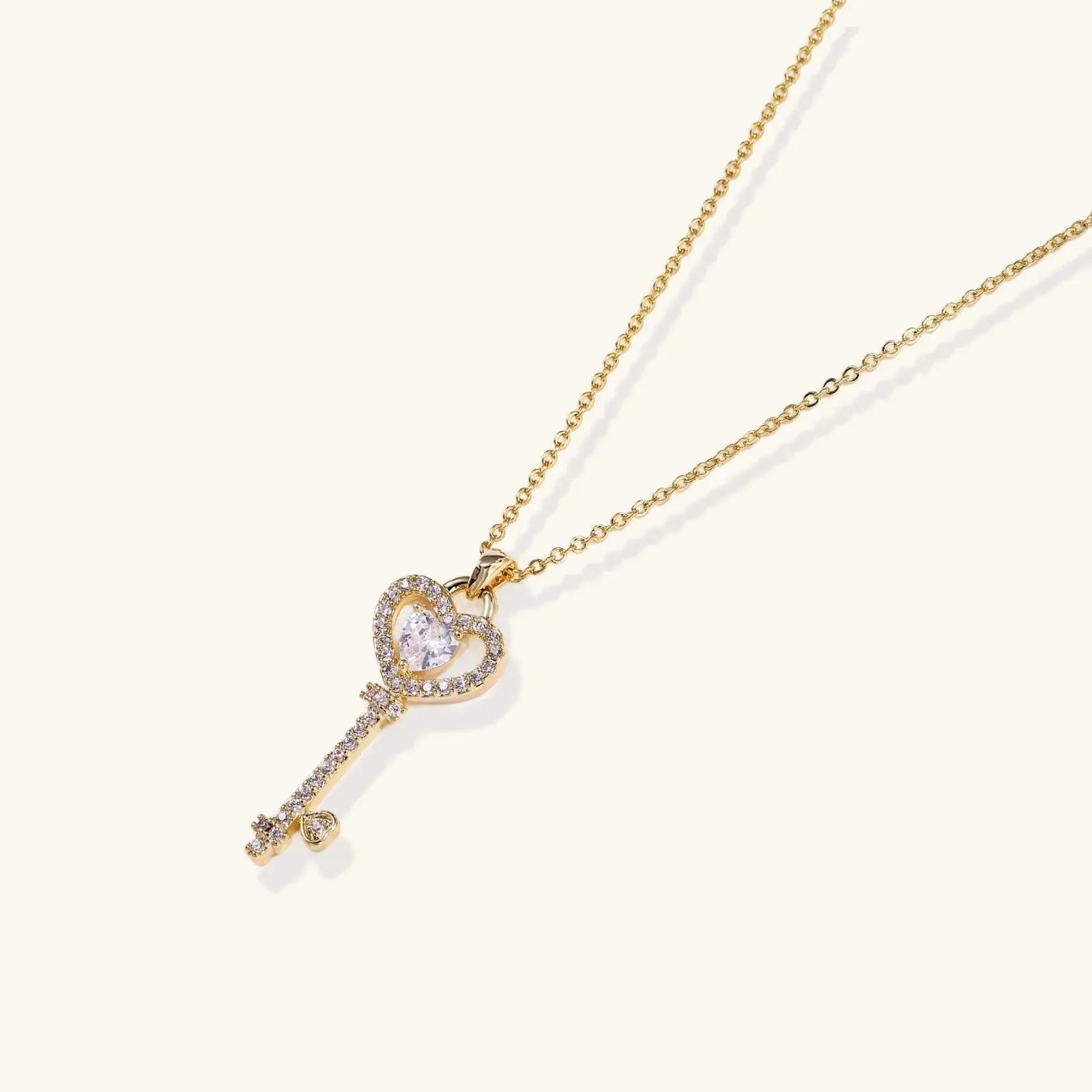 Liora Key Necklace – 14K Gold Plated Heart Key Pendan Jewellar