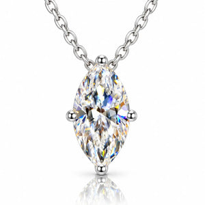 Lisette Marquise Moissanite Solitaire Necklace - 925 Sterling Silver