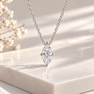 Lisette Marquise Moissanite Solitaire Necklace - 925 Sterling Silver