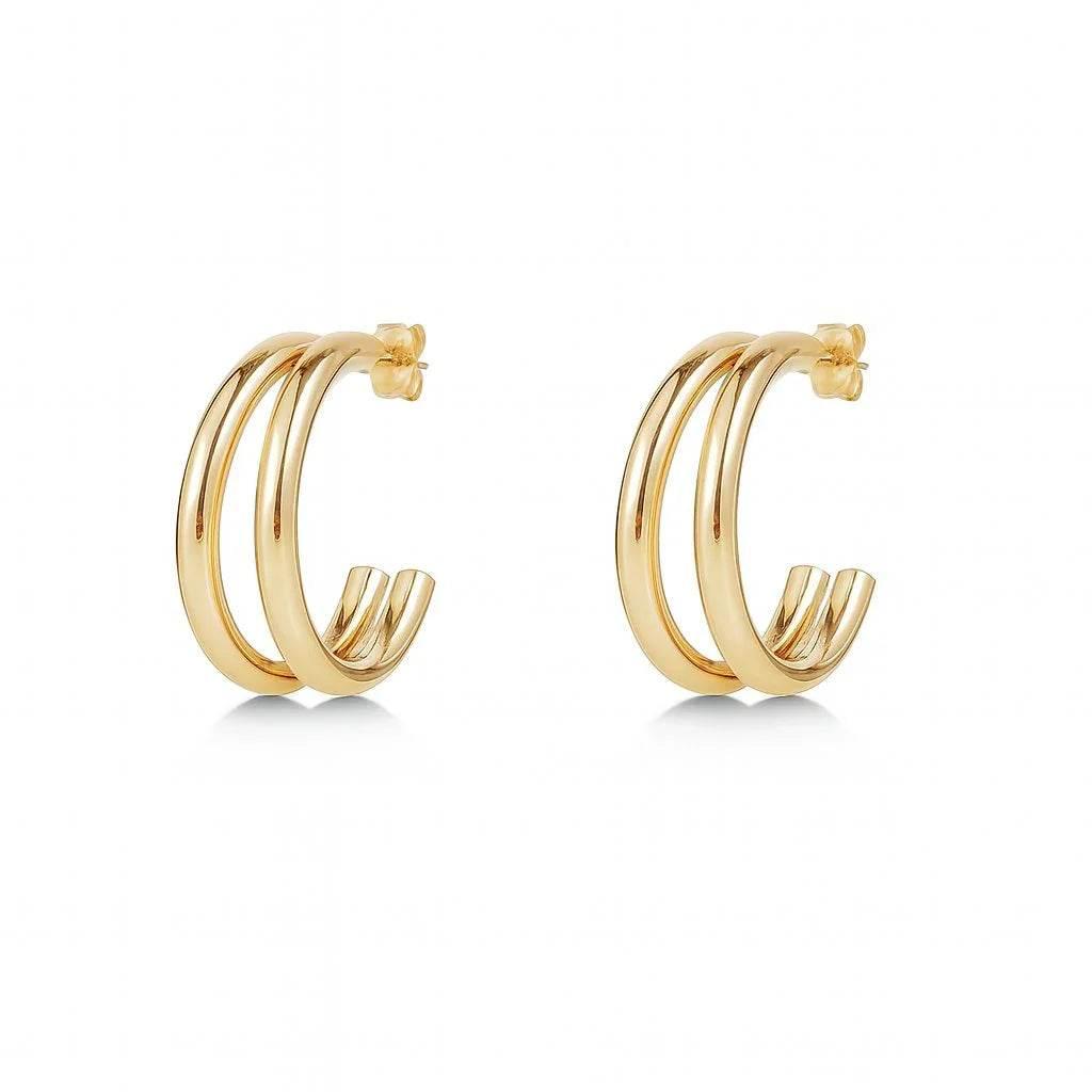 Luma Duo – 14K Gold Double-Layer Titanium Steel Studs - Jewellar