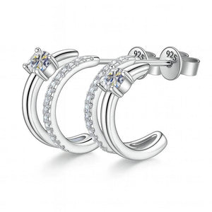 Luna Gleam – 925 Silver Double Ring Tassel Earrings - Jewellar
