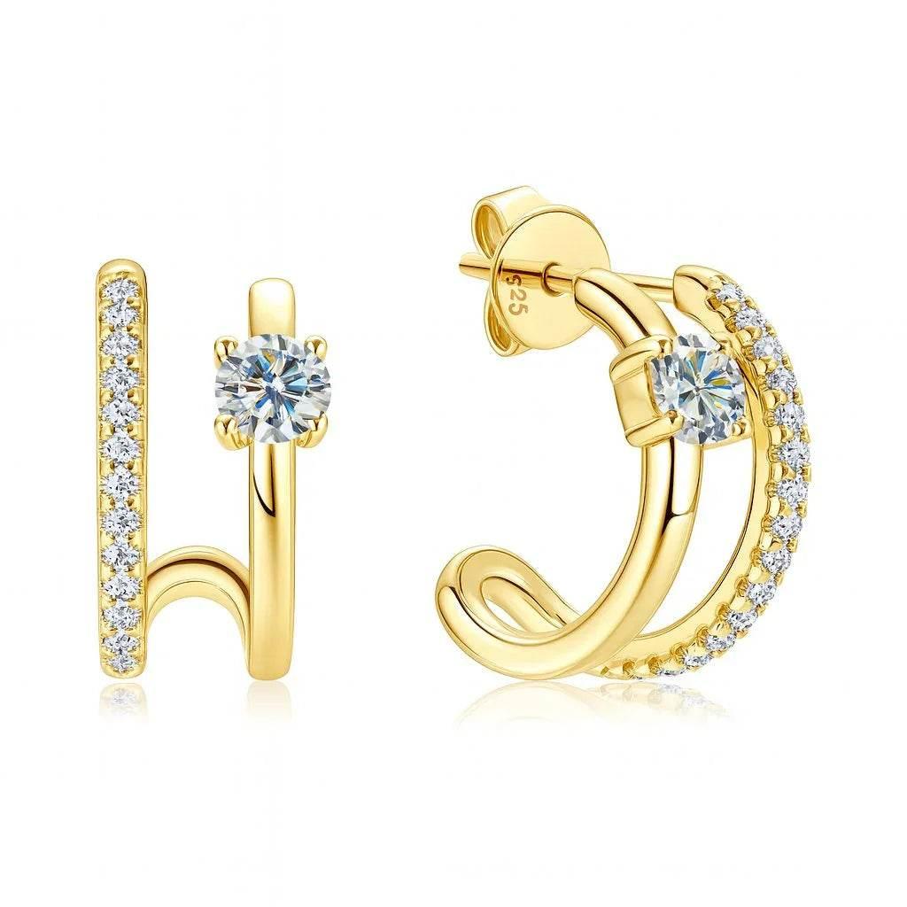 Luna Gleam – 925 Silver Double Ring Tassel Earrings - Jewellar