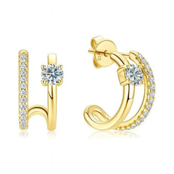 Luna Gleam – 925 Silver Double Ring Tassel Earrings - Jewellar