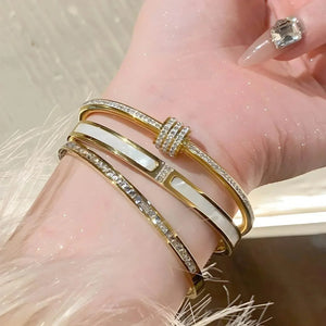 Luna Gleam – Titanium Steel Diamond-Pattern Bracelet - Jewellar