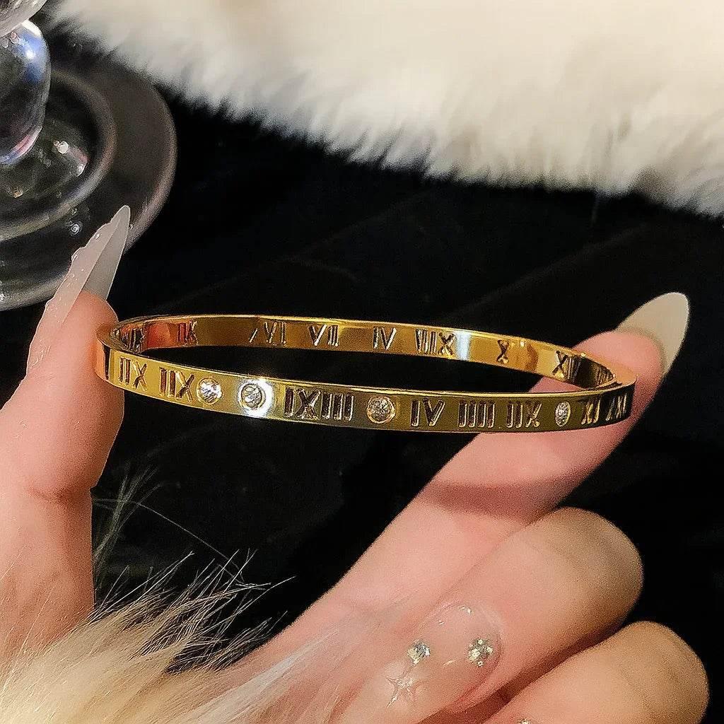 Luna Gleam – Titanium Steel Diamond-Pattern Bracelet - Jewellar