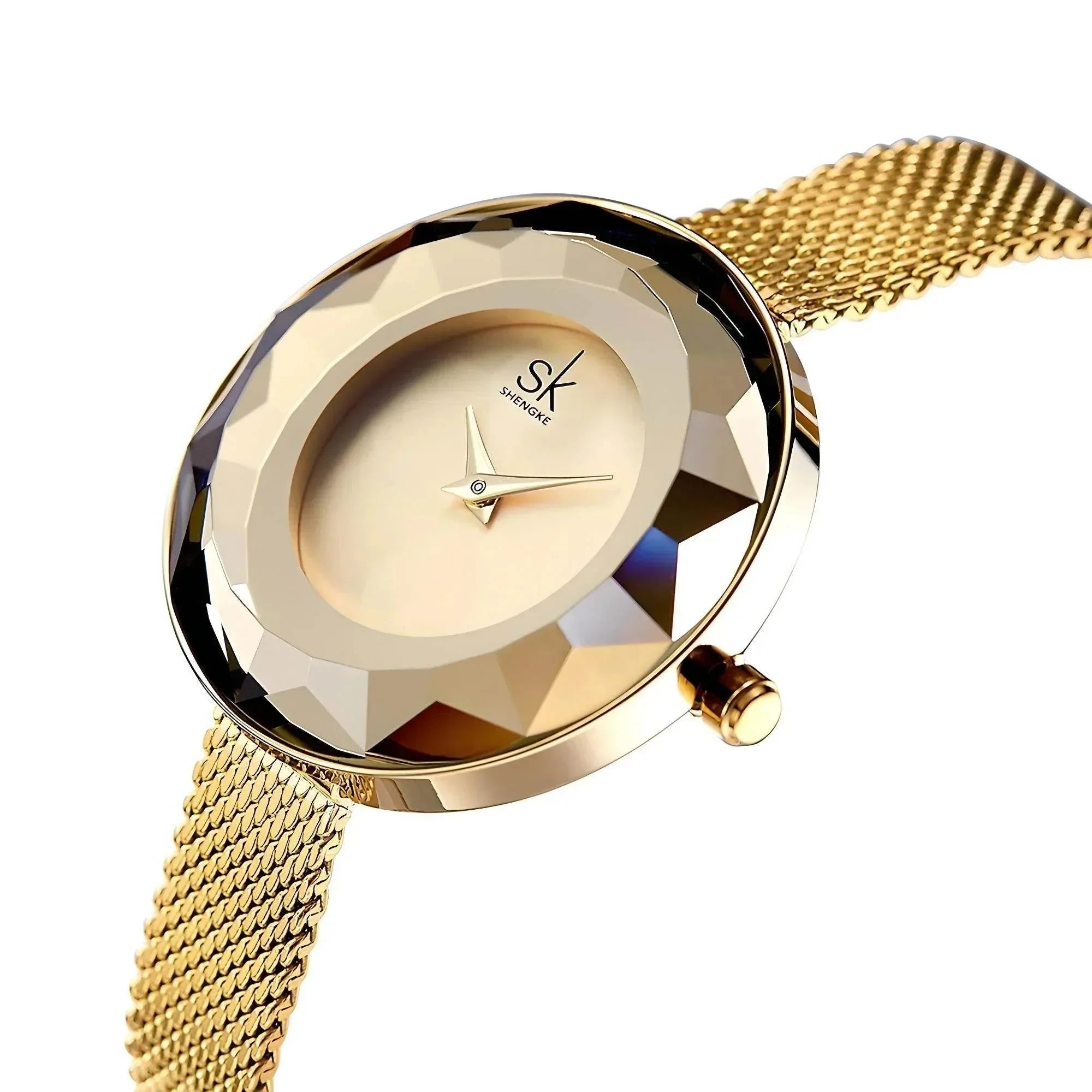 Luna Mesh – Minimalist Glass Dial Watch - Jewellar