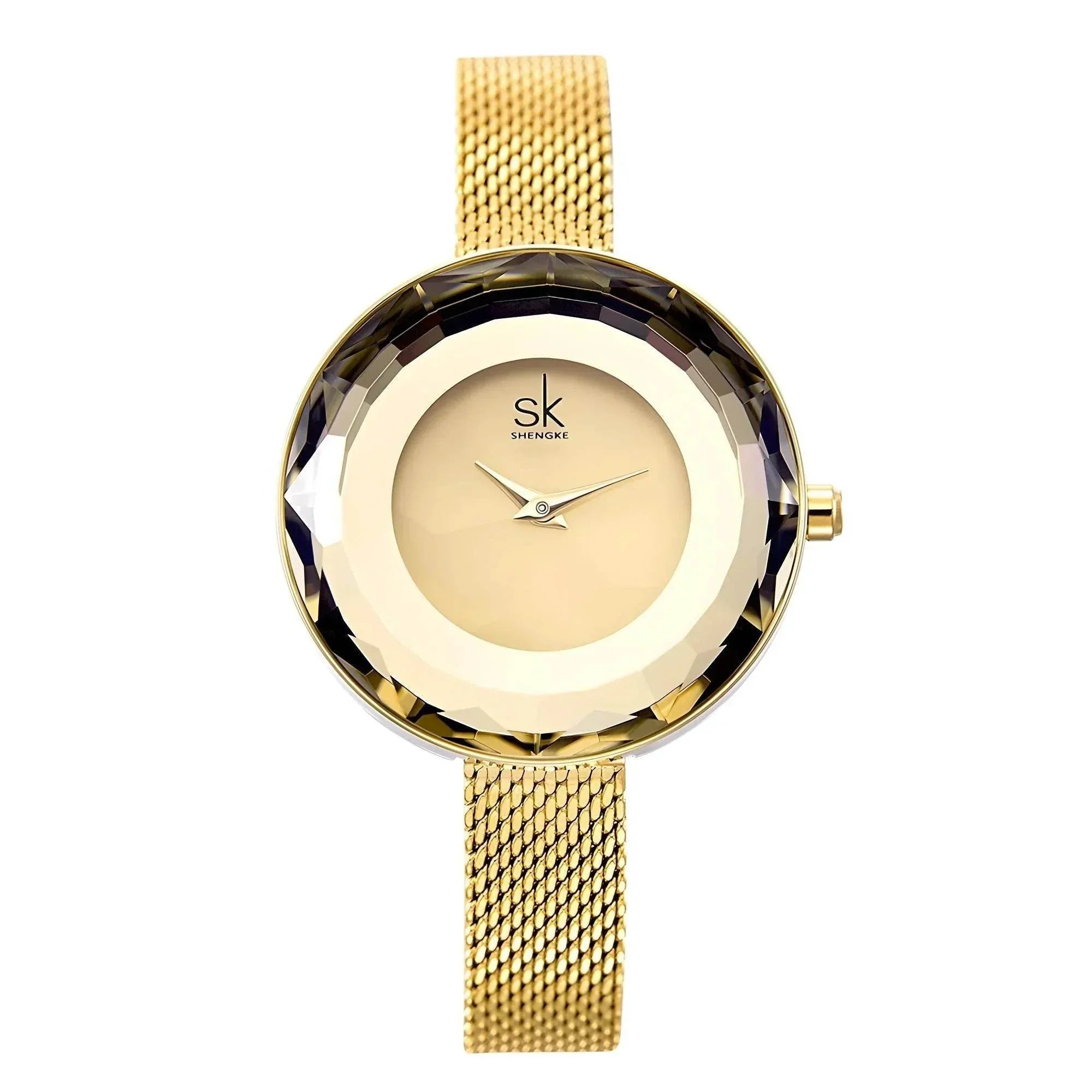 Luna Mesh – Minimalist Glass Dial Watch - Jewellar