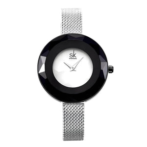 Luna Mesh – Minimalist Glass Dial Watch - Jewellar