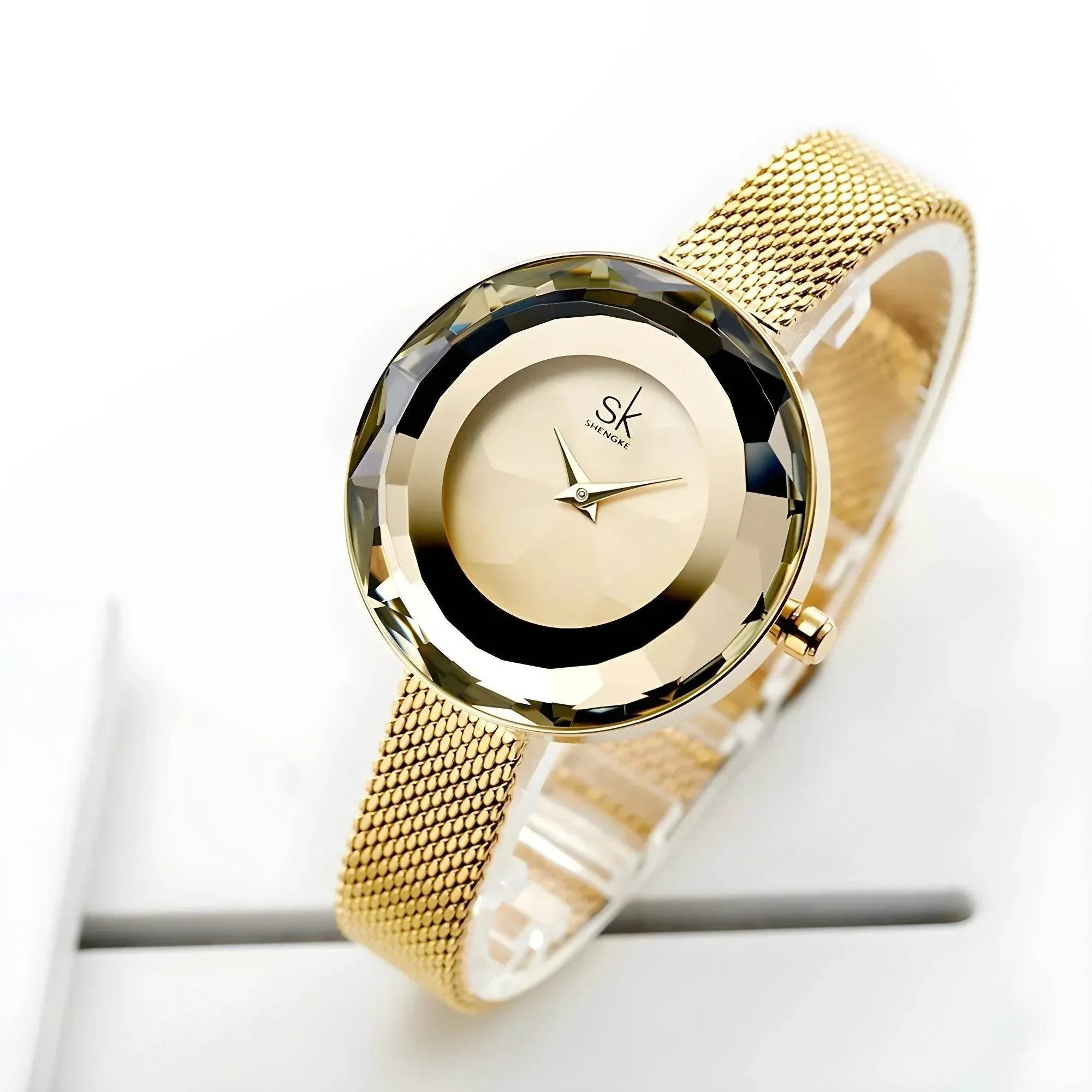 Luna Mesh – Minimalist Glass Dial Watch - Jewellar