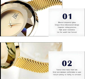 Luna Mesh – Minimalist Glass Dial Watch - Jewellar