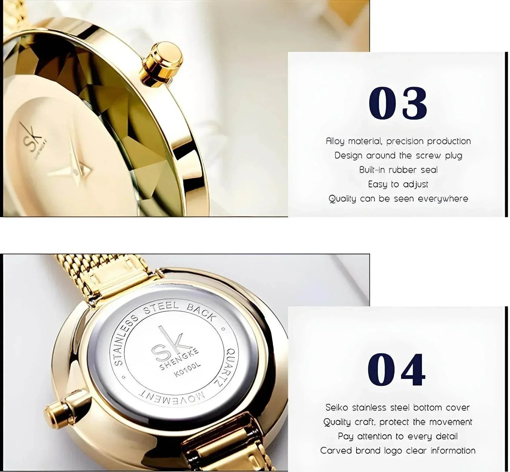 Luna Mesh – Minimalist Glass Dial Watch - Jewellar