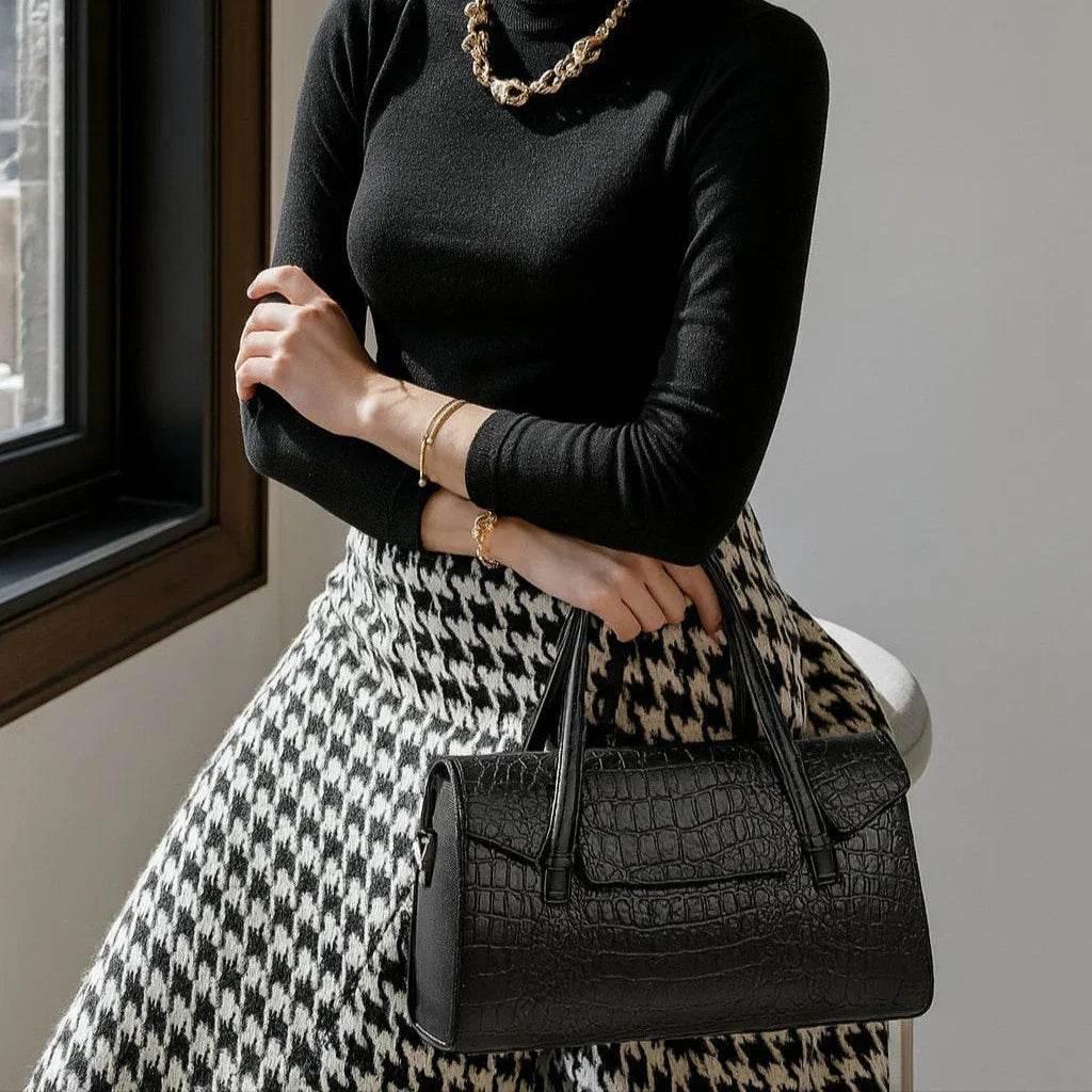 Lunaria – Soft Leather Structured Shoulder Tote - Jewellar