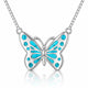 Marielle Created Turquoise Butterfly Necklace - Platinum-Plated 925 Sterling Silver