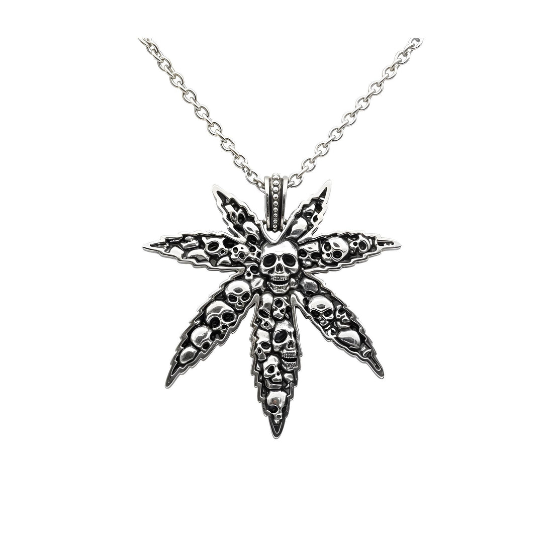 Marijuana Leaf & Skull Necklace