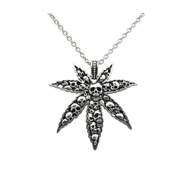 Marijuana Leaf & Skull Necklace