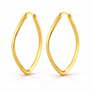Gold hoop earrings on a white background