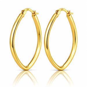 Gold Marquise Geometric Hoop Earrings in 925 Sterling Silver