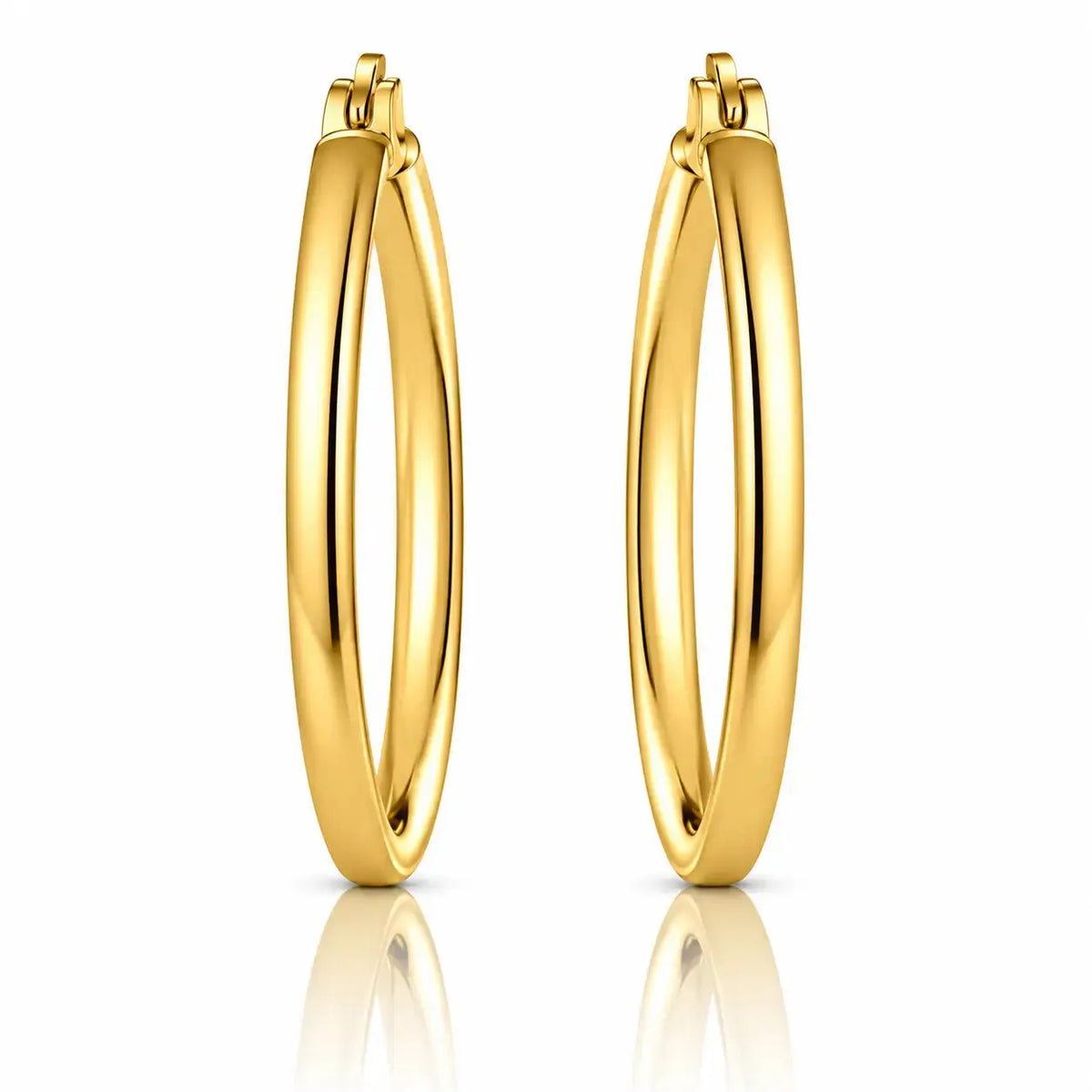 Gold Marquise Geometric Hoop Earrings in 925 Sterling Silver