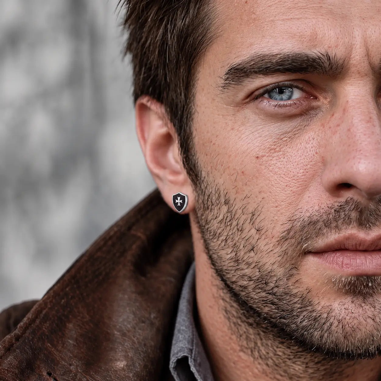 Men's Crusader Shield Earring
