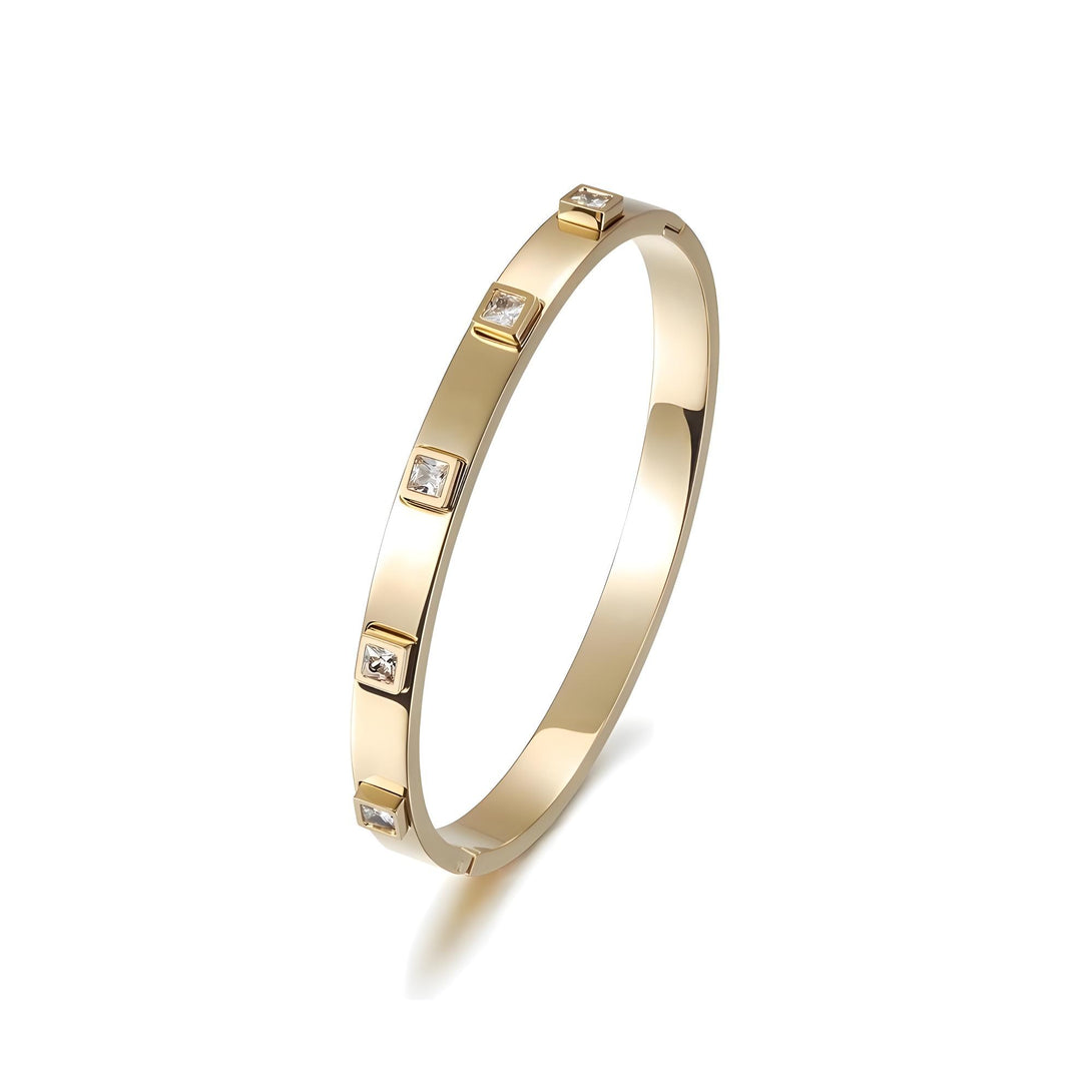 Metal Stone Hinged Bangle