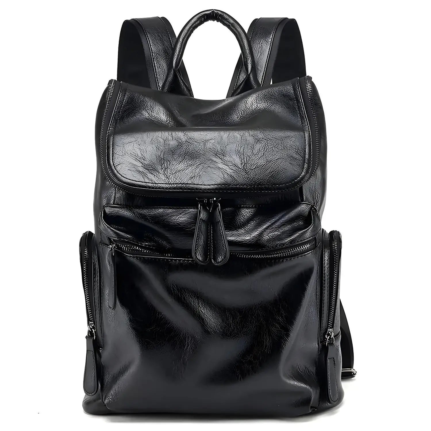 MetroCraft unisex PU leather laptop backpack in Black or Brown, minimalist design, 12×35×40 cm, lightweight 0.8 kg.