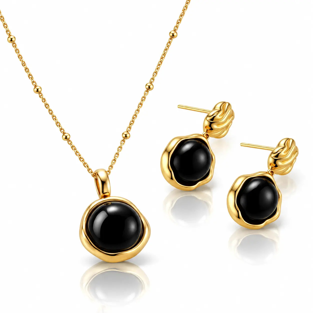 Midnight Agate Circle Necklace - 925 Sterling Silver