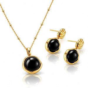 Midnight Agate Circle Necklace - 925 Sterling Silver