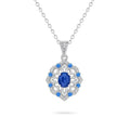 Midnight Bloom – 925 Silver Sapphire Flower Pendant - Jewellar