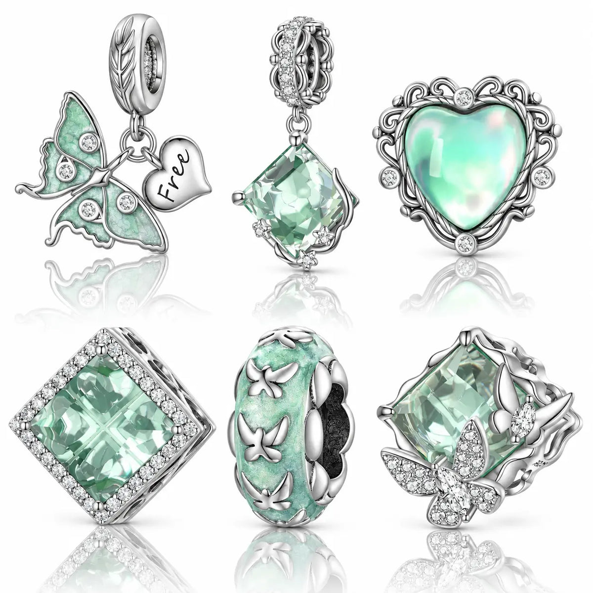 Mint Garden Charms for Pandora Bracelets - 925 Sterling Silver