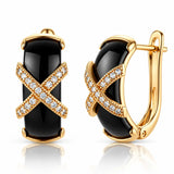 Nerina Black Ceramic X Zircon Earrings - 18K Gold Plated