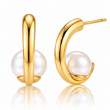 Norelle Simulated Pearl Half Hoops - 18K Gold-Plated 925 Sterling Silver  Jewellar