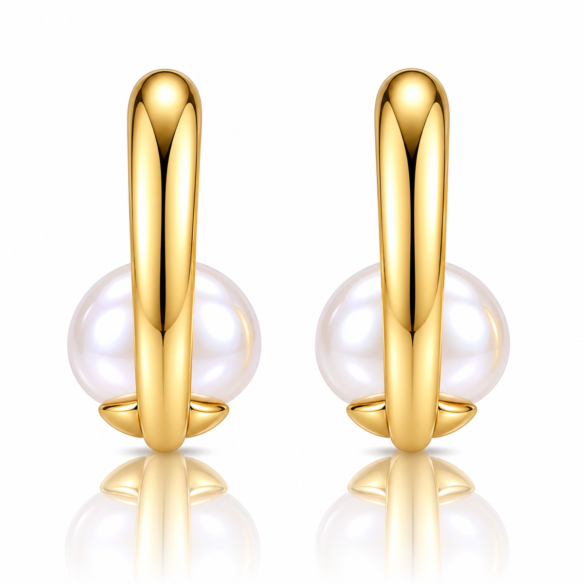 Norelle Simulated Pearl Half Hoops - 18K Gold-Plated 925 Sterling Silver  Jewellar