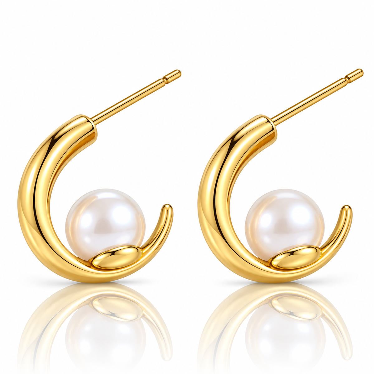 Norelle Simulated Pearl Half Hoops - 18K Gold-Plated 925 Sterling Silver  Jewellar