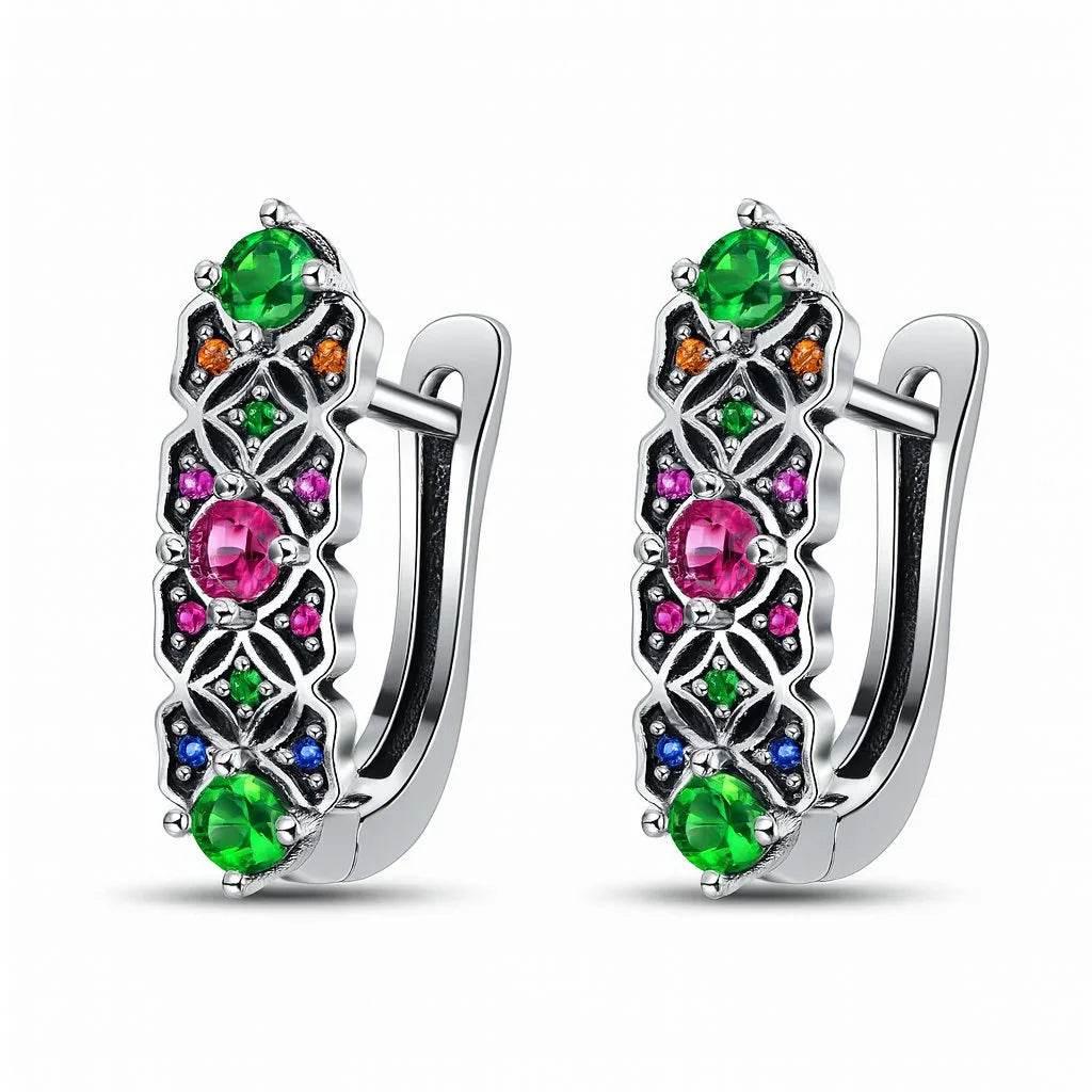 Nova Hue – 925 Sterling Silver Colorful Zircon Earrings - Jewellar