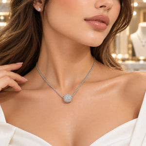 Orlisse Pave Moissanite Ball Necklace - 925 Sterling Silver