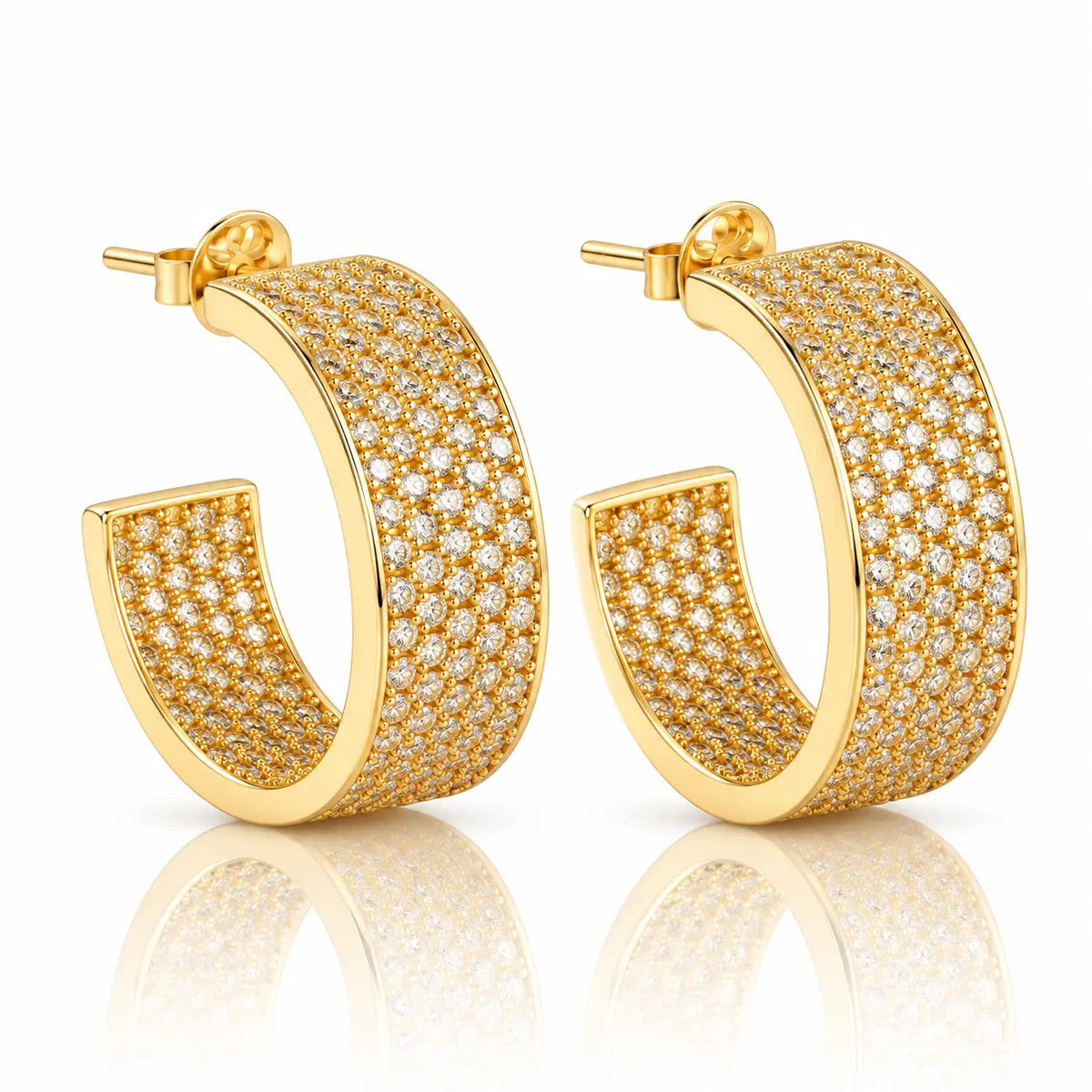 Pavé Arc Hoop Earrings - Gold or Silver Tone