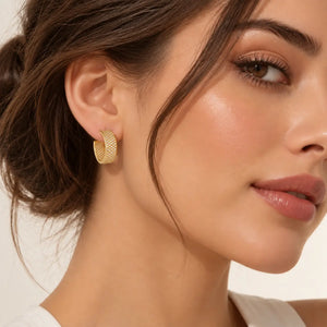 Pavé Arc Hoop Earrings - Gold or Silver Tone
