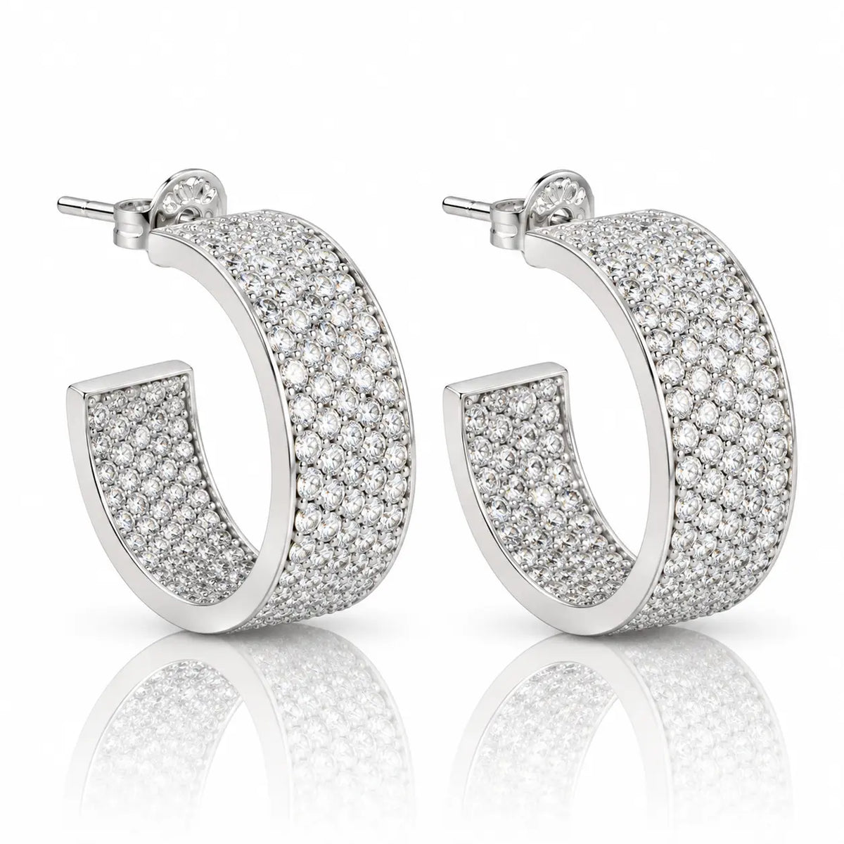 Pavé Arc Hoop Earrings - Gold or Silver Tone