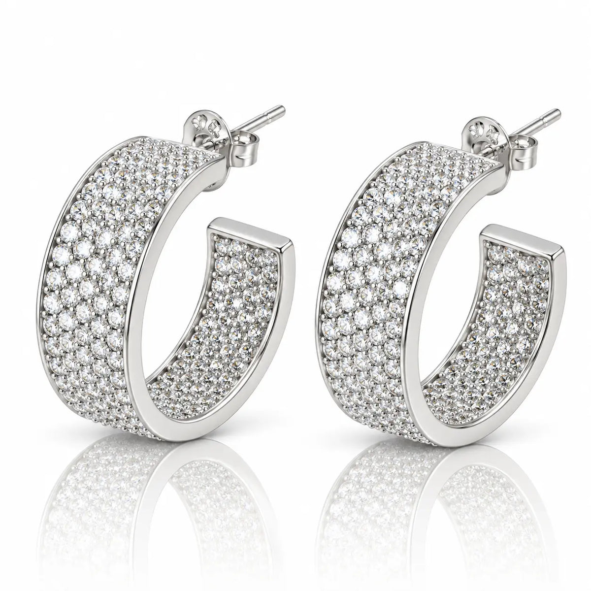 Pavé Arc Hoop Earrings - Gold or Silver Tone