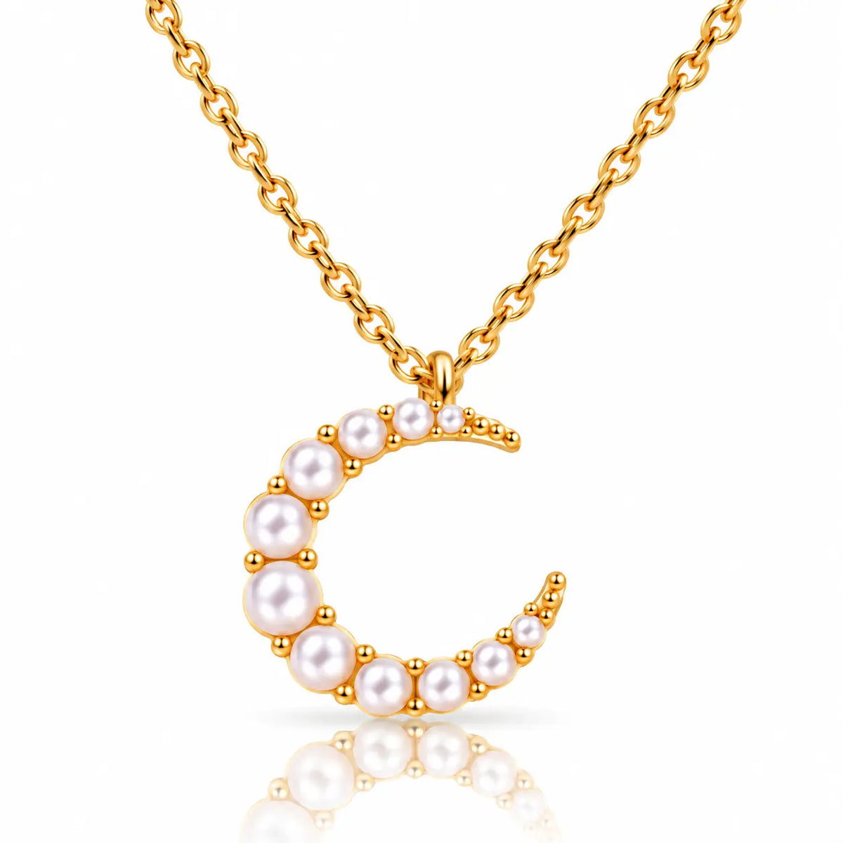 Selene Shell Pearl Crescent Necklace - 18K Gold Plated