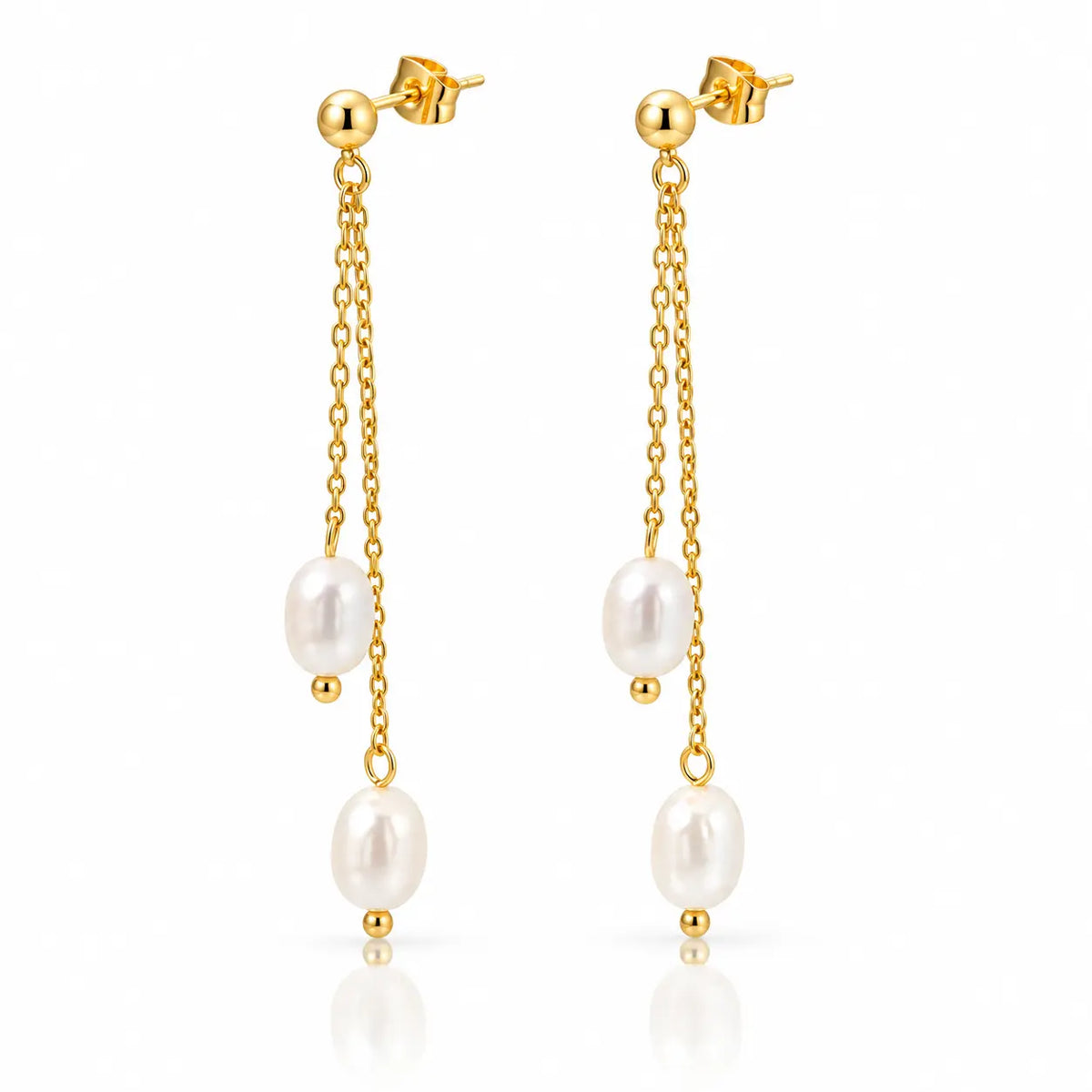 Pearl Cascade Tassel Earrings - 18K Gold PVD Plated