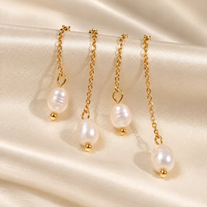 Pearl Cascade Tassel Earrings - 18K Gold PVD Plated