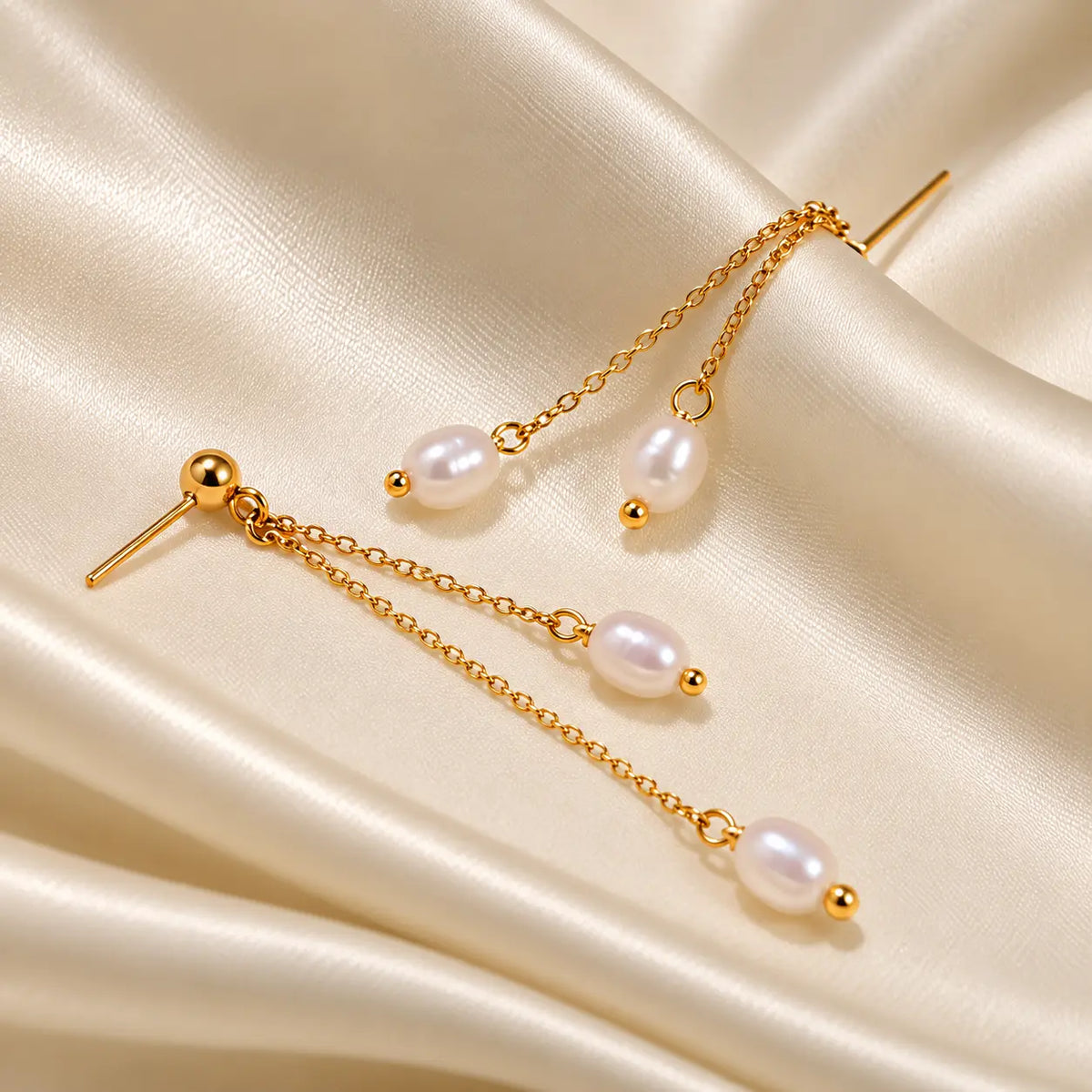 Pearl Cascade Tassel Earrings - 18K Gold PVD Plated