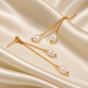 Pearl Cascade Tassel Earrings - 18K Gold PVD Plated