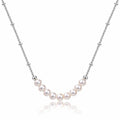 Pearl Crescent Satellite Necklace - Rhodium-Plated 925 Sterling Silver