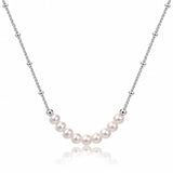 Pearl Crescent Satellite Necklace - Rhodium-Plated 925 Sterling Silver